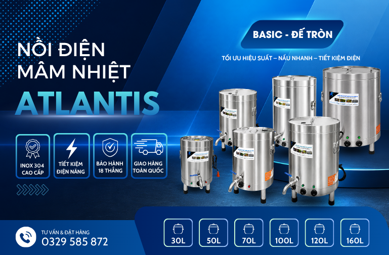 Showroom Nồi Phở Điện Atlantis Inox 304